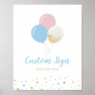 Poster Sinal de festa personalizado para chá de bebê Rosa