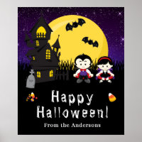 Sinal de Festa Roxo para Vampiros Feliz de Hallowe