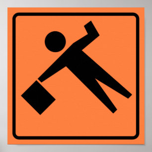 Poster Sinal de Flagman Ahead Highway