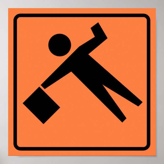Poster Sinal de Flagman Ahead Highway (Frente)