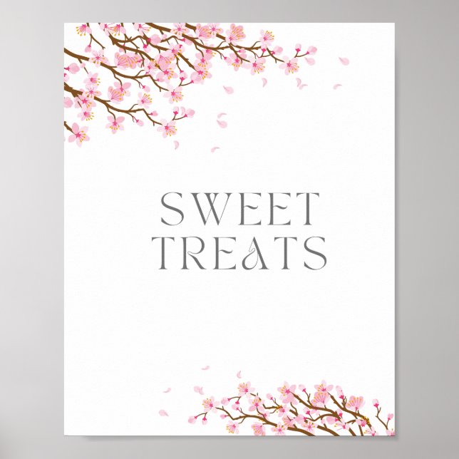 Poster Sinal de Flor de Cerejeira Sweet Treats para Chá d (Frente)