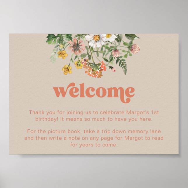 Poster Sinal de flor selvagem editável (Frente)