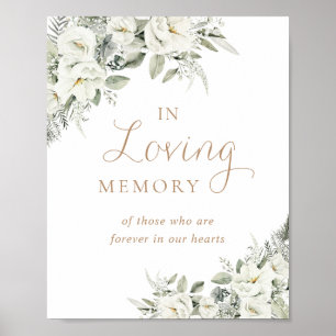 Poster Sinal de Floral Branca Vegetação Em Memória Amada