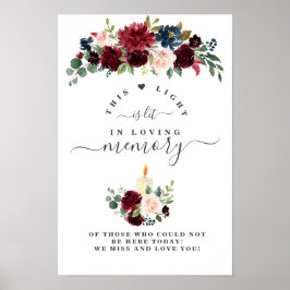 Poster Sinal de Flores Charm Burgundy Blush Em Memória Am
