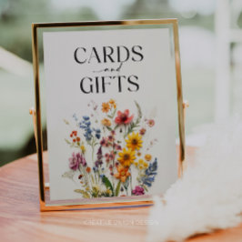 Poster Sinal de Flores Presas Cartões de Flor Selvagem e 