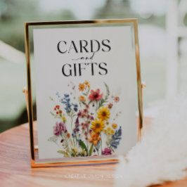 Poster Sinal de Flores Presas Cartões de Flor Selvagem e 