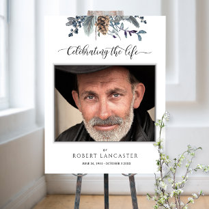 Poster Sinal de folhagem azul-rustica do Funeral