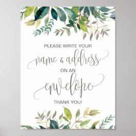 Pôster Sinal de Folhagem Endereçar um Envelope