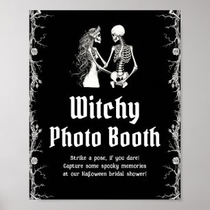 Poster Sinal de Foto Booth do Skeleton Witchy do Hallowee