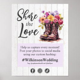 Poster Sinal de Foto com Letreiro de Casamento de Bota Fl
