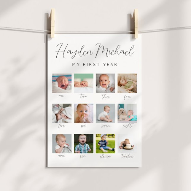 Poster Sinal de Foto de Aniversário do Primeiro Ano (Criador carregado)