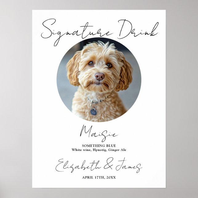 Poster Sinal de foto de cachorro de estimação para bebida (Frente)