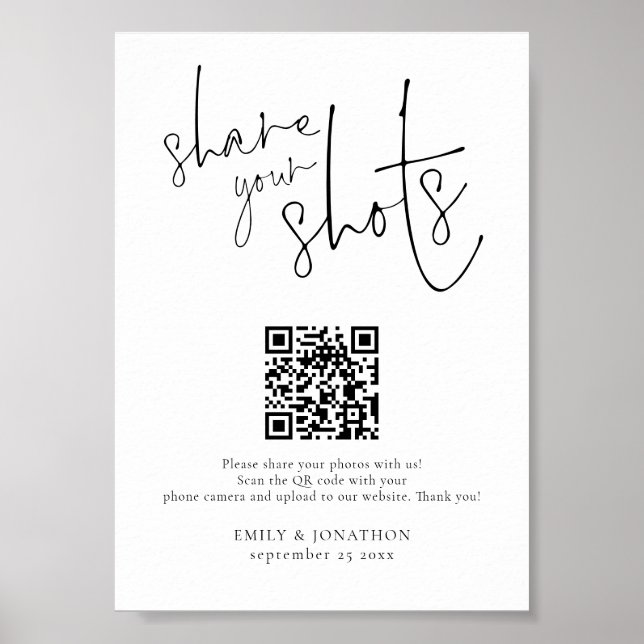 Poster Sinal de Foto de Casamento Código QR Compartilhe S (Frente)