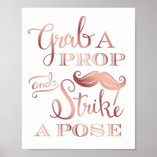 Poster Sinal de Foto GRAB A PROP Rosa Dourado Chic Impres (Frente)
