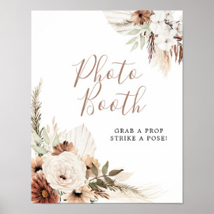 Poster Sinal de Fotografia de Grama Pampas Boho Bege Eleg