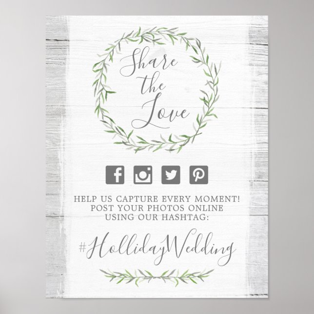 Pôster Sinal de Fotografia do Casamento de Madeira e Wrea (Frente)