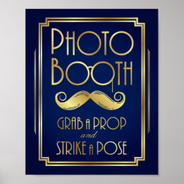 Pôster Sinal de Fotografia em Art Déco Dourado e Azul-Mar