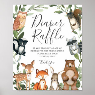 Poster Sinal de Fralda Chá de fraldas Raffle de Animais
