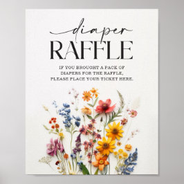 Poster Sinal de Fralda de Flores Selvagens Presas Raffle