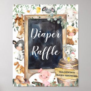 Poster Sinal de Fralda de Raffle em Barnyard