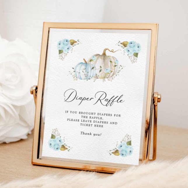 Poster Sinal de Fralda de Rapaz da Bomba Sinal de Raffle (Fall Pumpkin Baby Shower Diaper Raffle Sign)