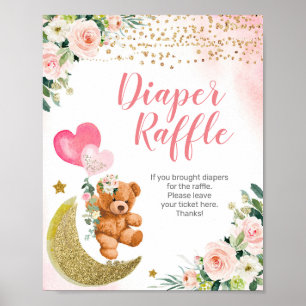 Poster Sinal de Fralda de Urso de Teddy Rosa