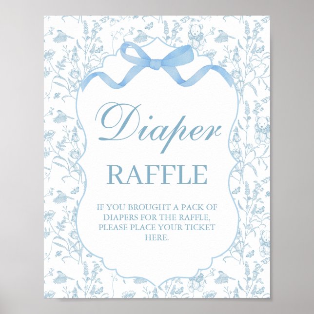 Poster Sinal de Fralda do Chá de fraldas azul (Frente)