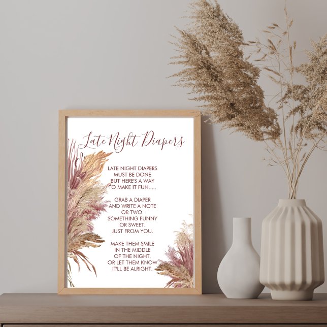 Poster Sinal de Fralda Noturna Tardia Pampas Grass Mauve  (Criador carregado)