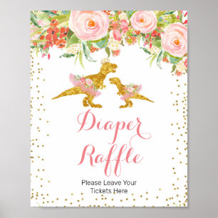 Poster Sinal de Fralda Raffle, cor-de-água, Dourado Rosa,