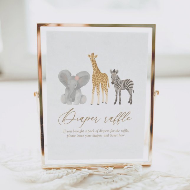 Poster Sinal de Fralda Raffle da Chá de fraldas Safari (Criador carregado)
