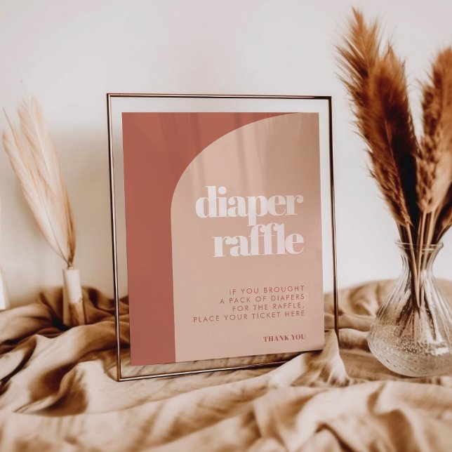 Poster Sinal de Fralda Raffle de pêssego chic (Criador carregado)