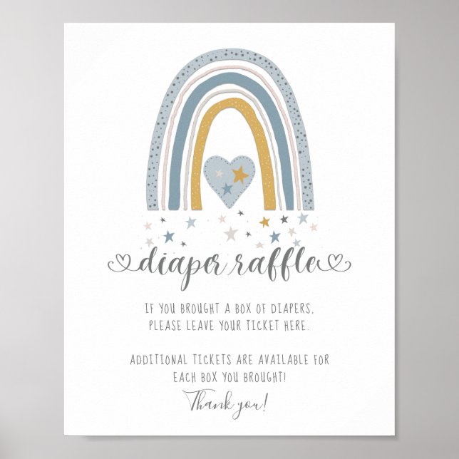 Poster Sinal de Fralda Raffle do Arco-Íris Moderno Estrel (Frente)