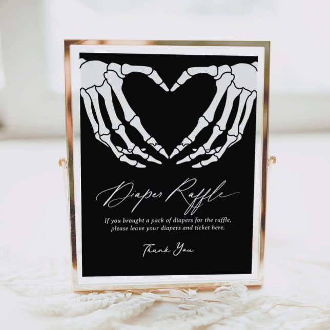 Poster Sinal de Fralda Raffle do Skeleton Halloween (Criador carregado)