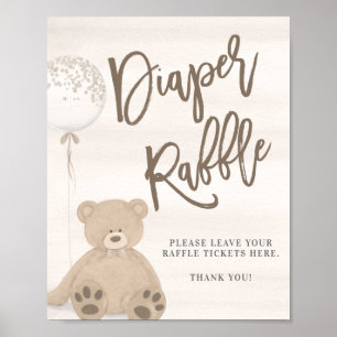 Poster Sinal de Fralda Raffle do Urso Tan