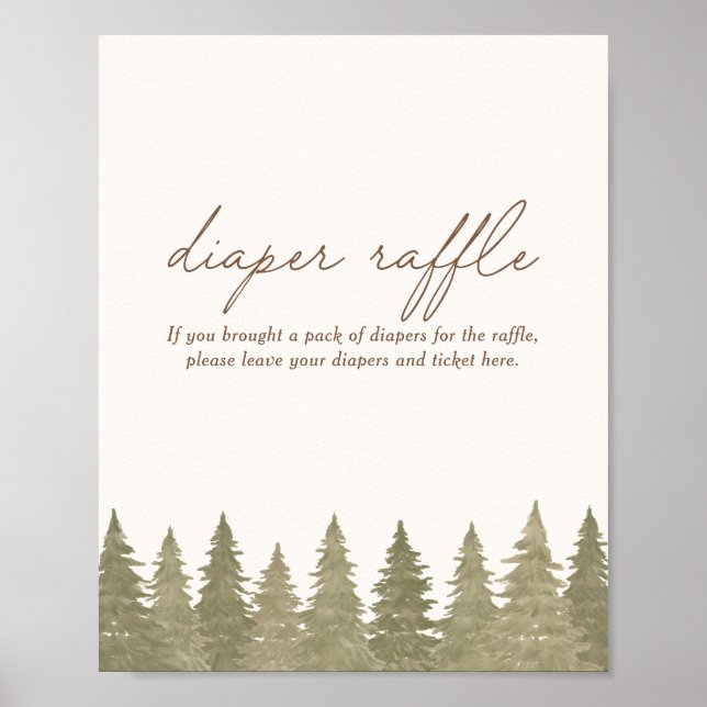 Poster Sinal de Fralda Raffle do Woodland (Frente)