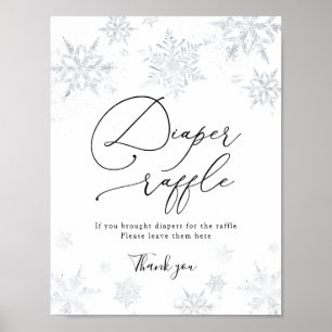 Poster Sinal de Fralda Raffle em floco de neve