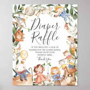 Poster Sinal de Fralda Raffle Rhymes Chá de fraldas