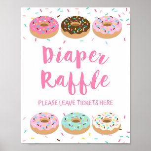 Poster Sinal de fralda Raffle Rosquinha Rosa Sprinkle Sin