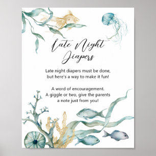 Poster Sinal de Fraldas Noturnas de Água-Viva