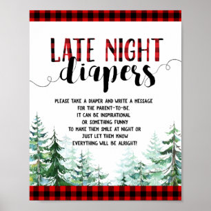 Poster Sinal de Fraldas Noturnas de Lumberjack Woodland