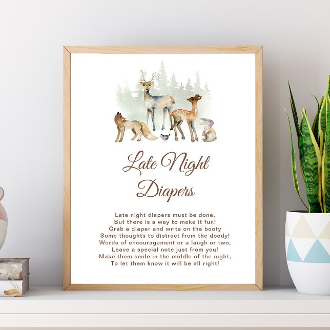 Poster Sinal de Fraldas Noturnas de Woodland (Criador carregado)