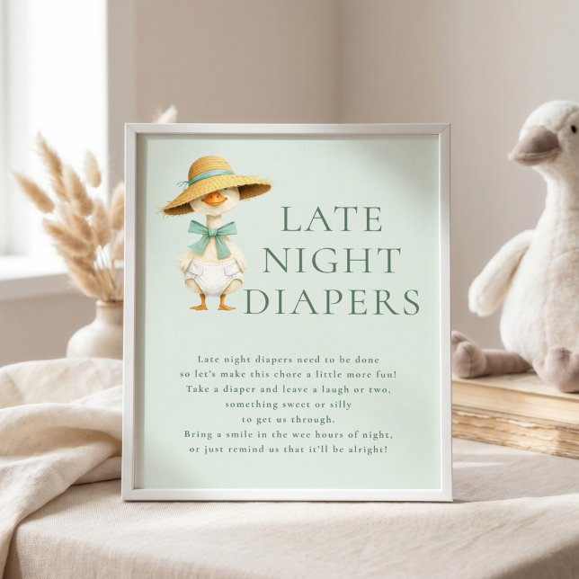 Poster Sinal de Fraldas Noturnas Silly Goose Sage para Ch (Criador carregado)