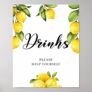 Poster Sinal de Frutas de Verão com Lemon