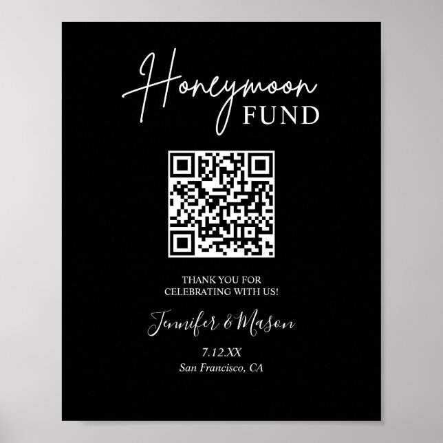 Poster Sinal de Fundo de Lua de Mel Imprimível Código QR  (Frente)