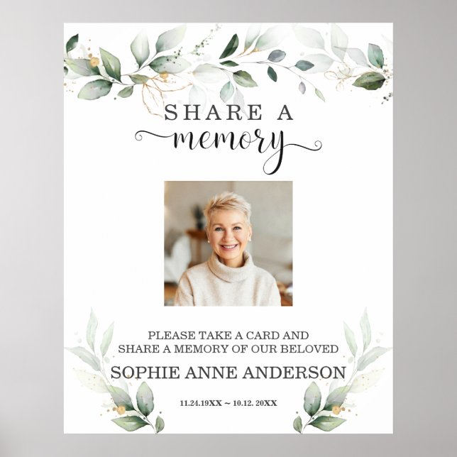 Poster Sinal de Funeral Compartilhe uma Memória Verde Dou (Frente)