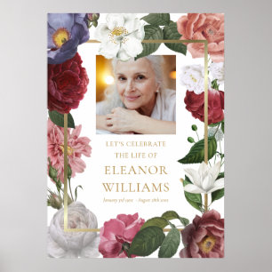 Poster Sinal de Funeral de Celebração de Vida com Foto Fl