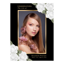 Sinal de Funeral de Foto Floral Preto e Branco