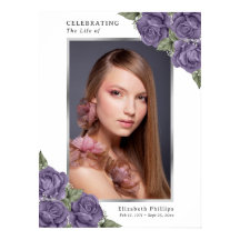 Sinal de Funeral Memorial de Foto Prata Roxa