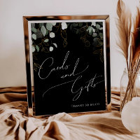 Sinal de Gift e Cartões Pretos Dourados Cinza Whim