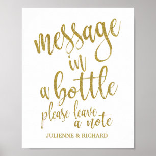 Poster Sinal de Glitter de Garrafa com Mensagem 8x10 para
